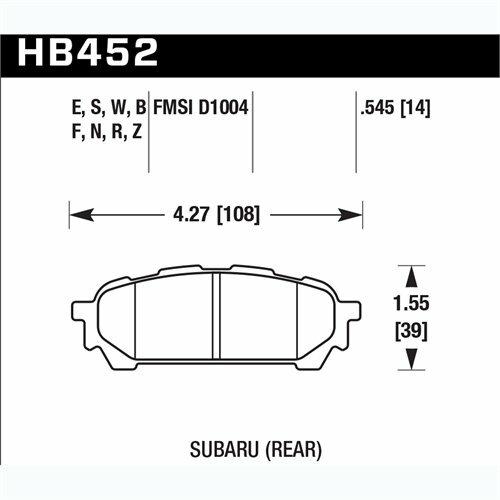 Hawk Street Brake Pads (2004-2008 Forester,2005-2006 9-2X,2004-2007 Impreza) - HB452Z.545
