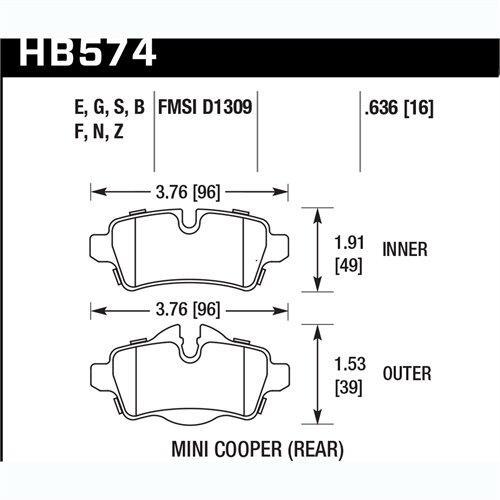 Hawk Street Brake Pads (2006-2015 Cooper,2013-2013 Cooper Paceman,2011-2013 Cooper Countryman) - HB574Z.636