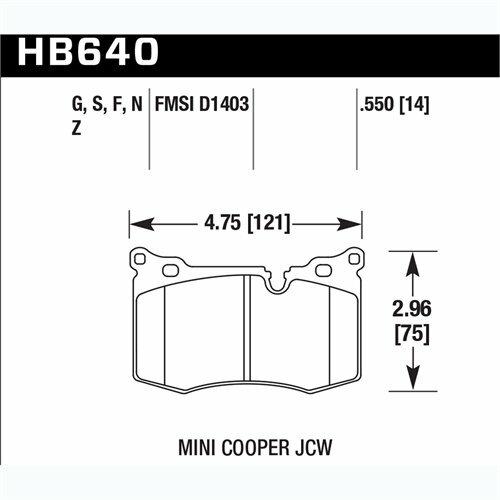 Hawk Street Brake Pads (2009-2015 Cooper) - HB640Z.550