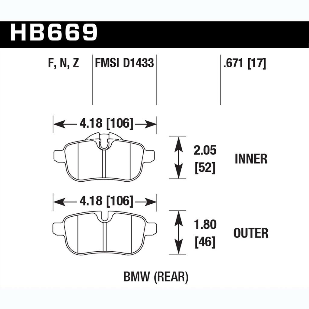 Hawk Street Brake Pads (2009-2016 Z4) - HB669Z.671