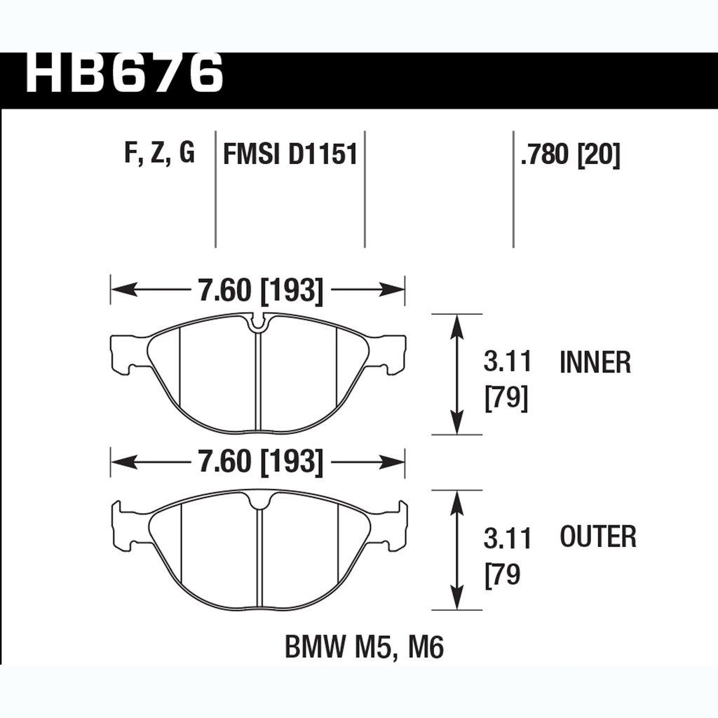 Hawk Street Brake Pads (2007-2008 Alpina B7,2006-2010 M5,2006-2010 M6) - HB676Z.780