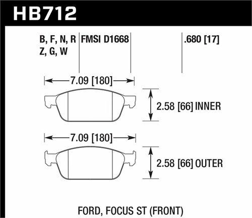 Hawk Street Brake Pads (2013-2014 Focus) - HB712R.680