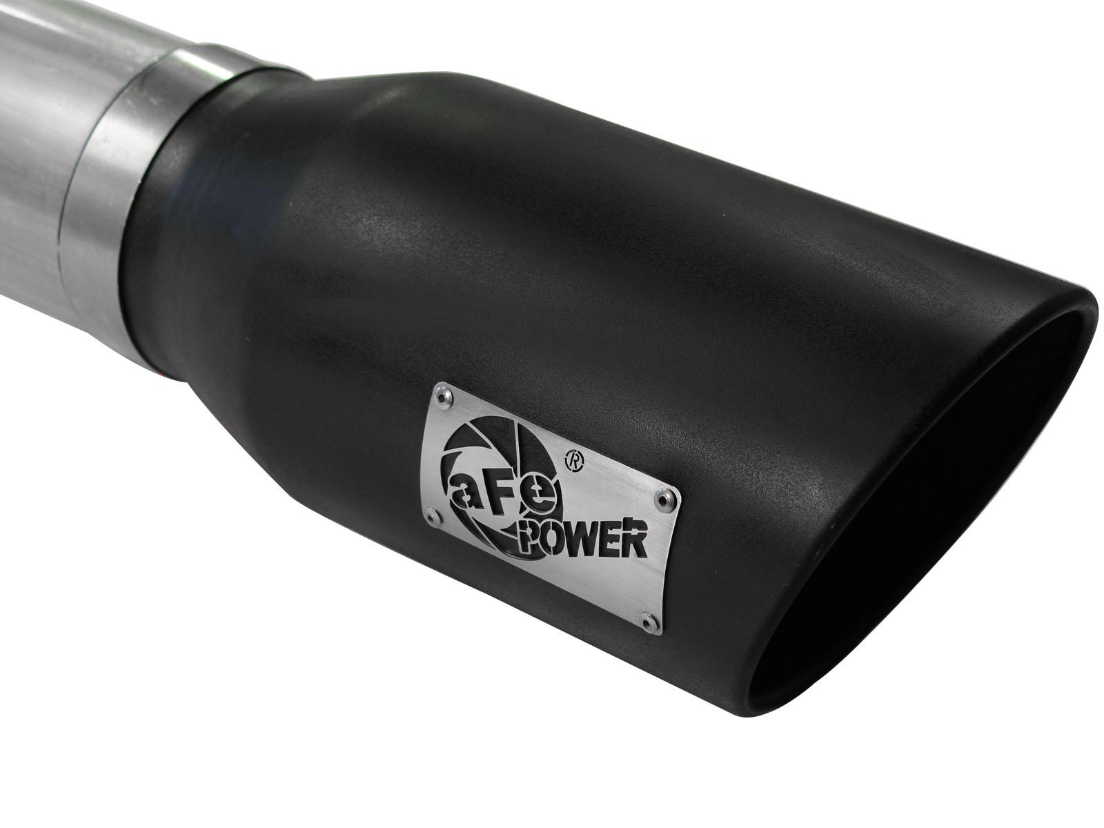 AFE Large Bore-HD 5 IN 409 Stainless Steel DPF-Back Exhaust System w/Black Tip - 49-43054-B