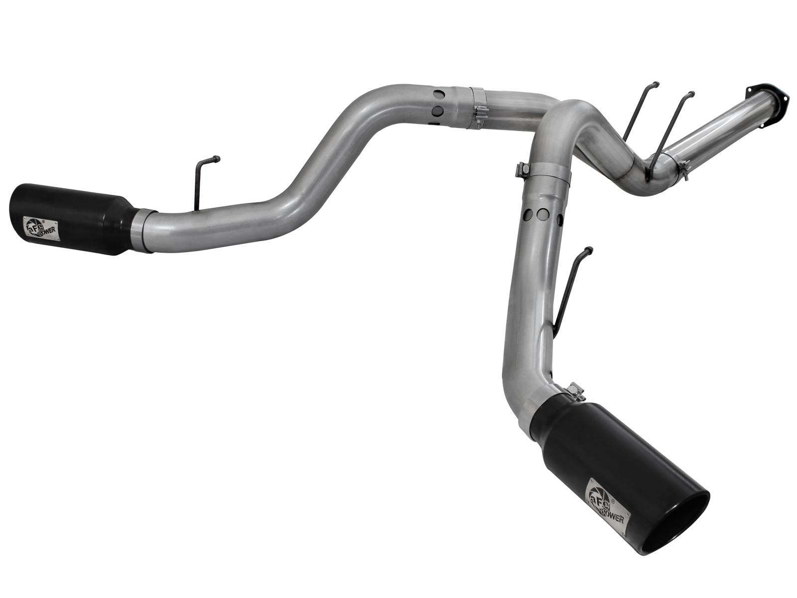AFE Large Bore-HD 4 IN 409 Stainless Steel DPF-Back Exhaust System w/Black Tip - 49-43065-B