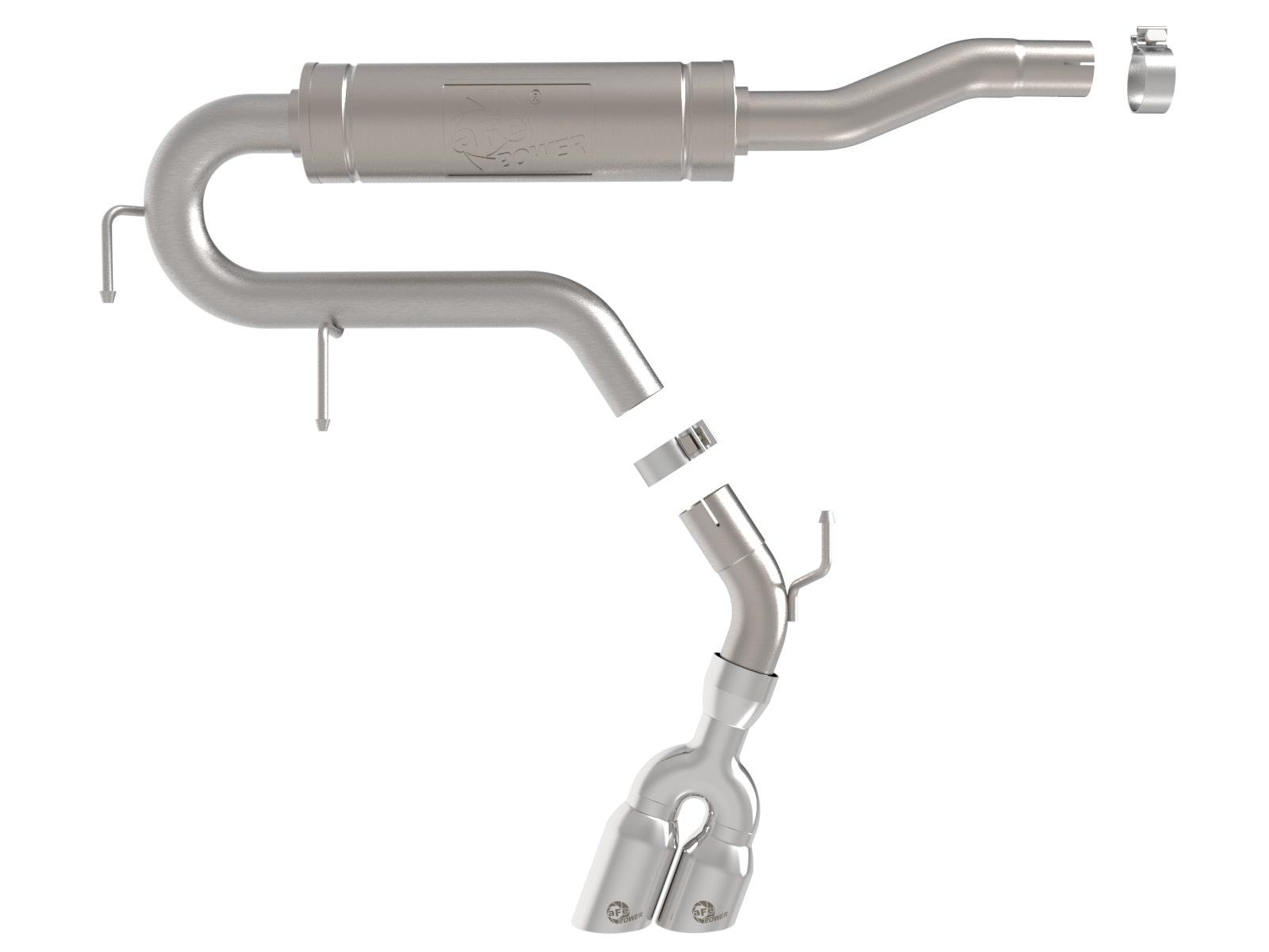 AFE Rebel Series 2-1/2 IN Stainless Steel Cat-Back Exhaust System w/ Polished Tip (2022-2026 Ford Maverick L4-2.5L FWD) - 49-33155-P