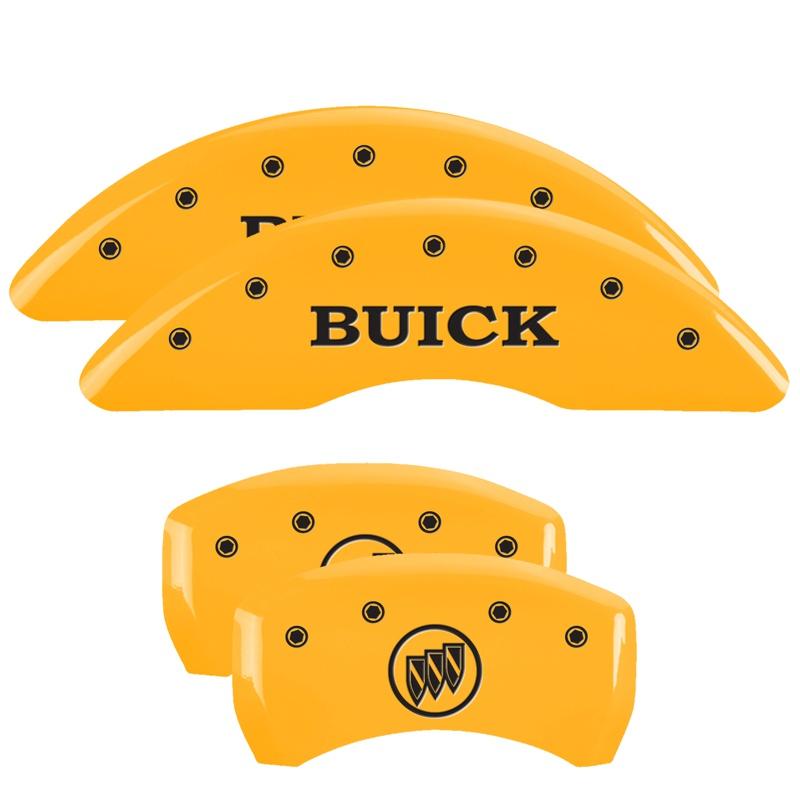 MGP Set Of 4: Yellow Finish, Black Buick / Buick Shield Logo (2014-2017 Regal GS, Regal Premium, Regal Sport Touring) - 49012SBSHYL