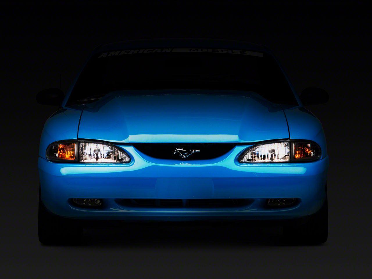 Raxiom Axial Series Cobra Style Headlights; Chrome Housing; Clear Lens (1994-1998 Mustang) - 49049