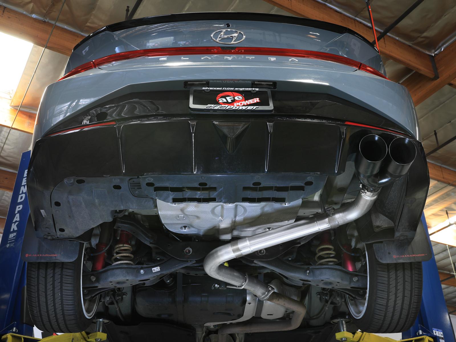 AFE Takeda 3 IN 304 Stainless Steel Axle-Back Exhaust w/ Black Tips (2021-2025 Elantra N Line) - 49-37045-B