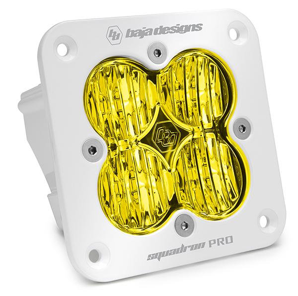Baja Designs Squadron Pro Light Pods: (Each / Amber / Wide Cornerning Beam / White Body / Flush Mount) (Universal) - 491015WT