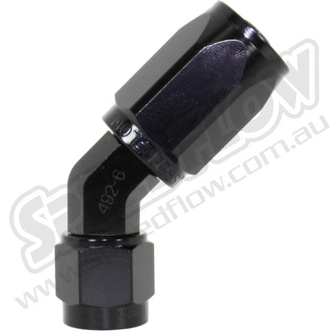 SpeedFlow -8  45 DEGREE POWER STEERING HOSE END - SF-492-08-BLK (representative image, colour may differ)