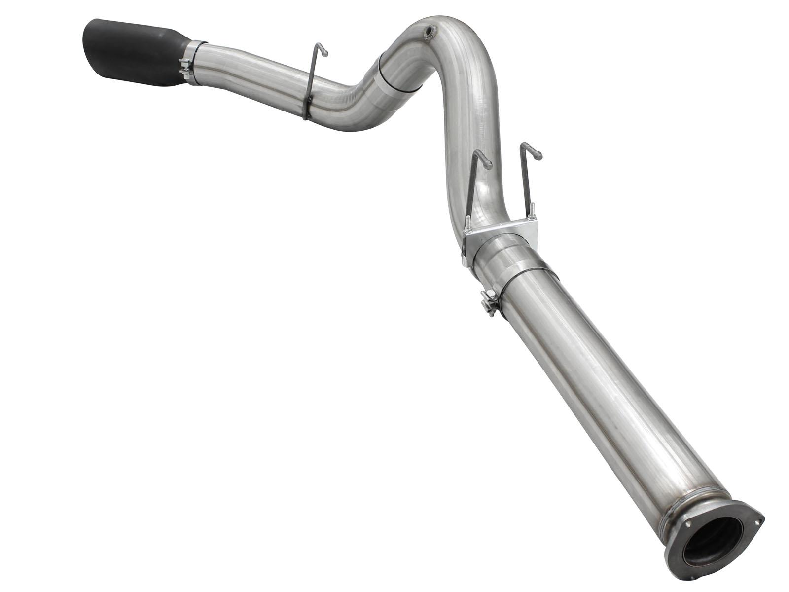 AFE Large Bore-HD 5 IN 409 Stainless Steel DPF-Back Exhaust System w/Black Tip - 49-43064-B