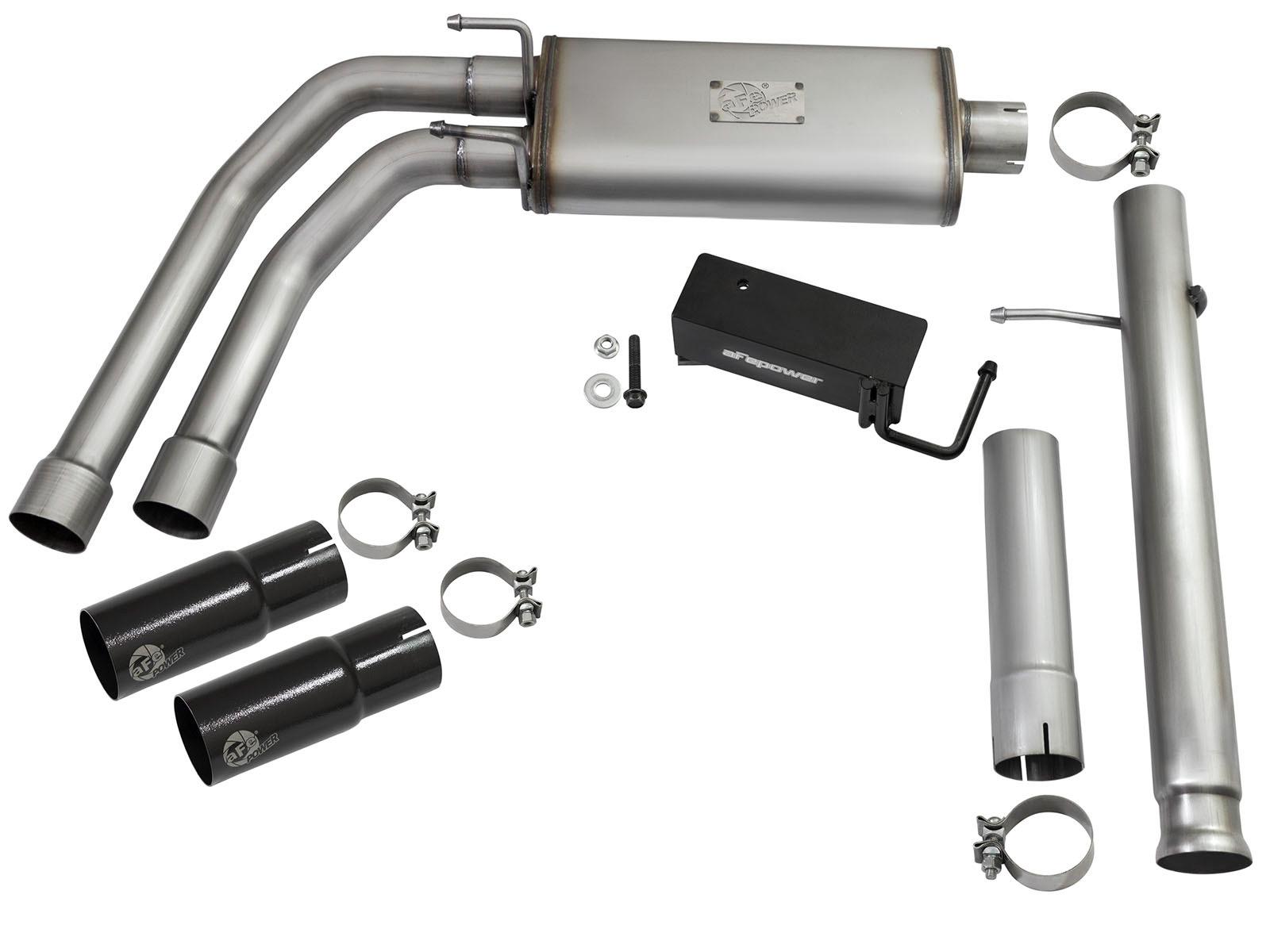AFE Rebel Series 3 IN to 2-1/2 IN 409 Stainless Steel Cat-Back Exhaust w/Black Tip - 49-44062-B