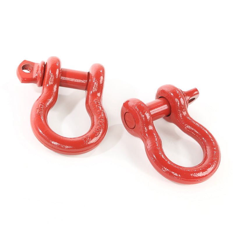 Rugged Ridge D-Ring Shackle Kit 3/4 Inch Red Steel Pair - 11235.08
