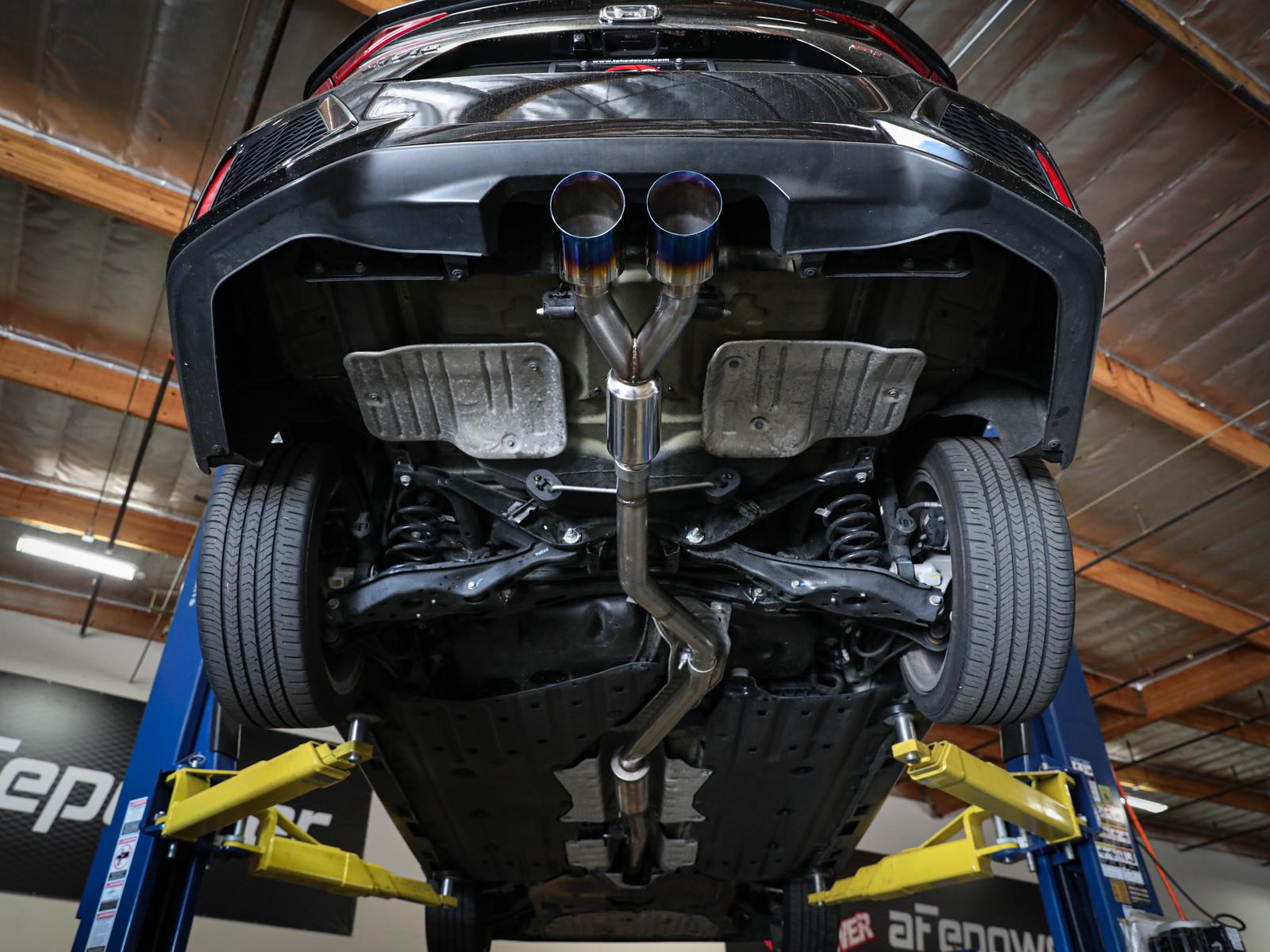 AFE Takeda 2-1/2 IN 304 Stainless Steel Cat-Back Exhaust System w/ Blue Flame Tip (Honda Civic Si Sedan 17-20 L4-1.5L (t)) - 49-36619-L
