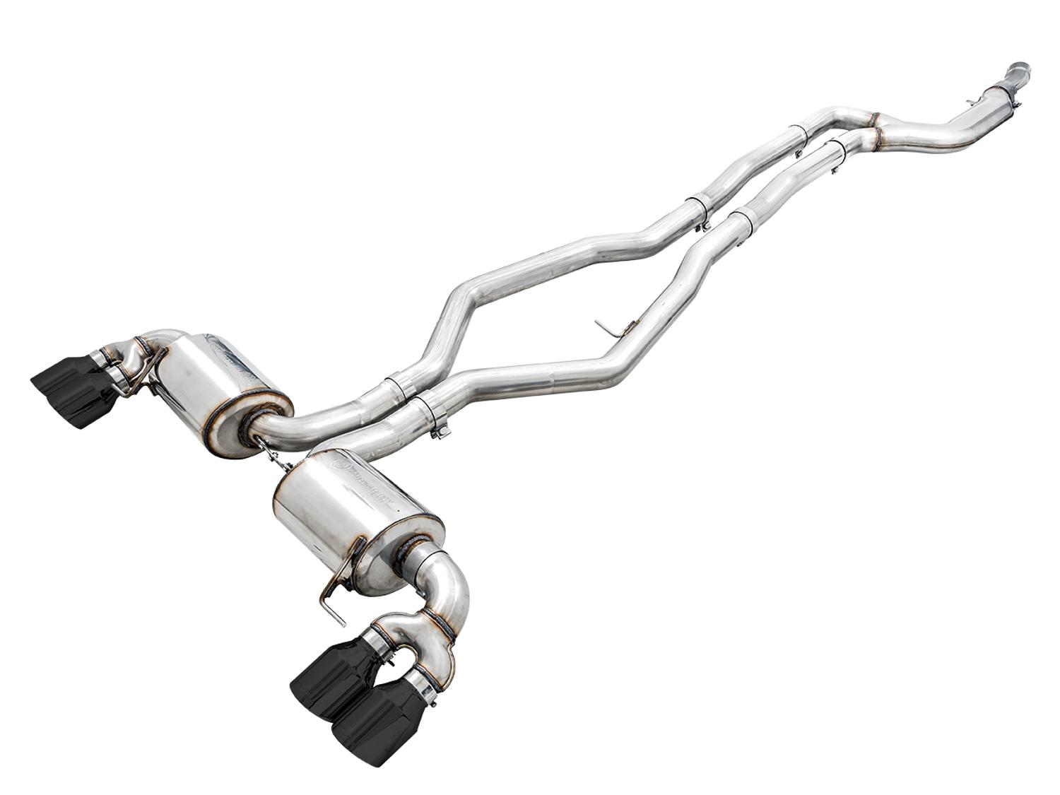 AWE Non-Resonated Touring Edition Exhaust for G20 M340i - Diamond Black Tips (2019+ 3 Series) - 3015-43156