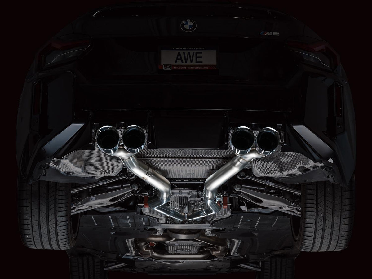 AWE Track Edition Exhaust for BMW G87 M2 - Chrome Silver Tips - 3020-42487