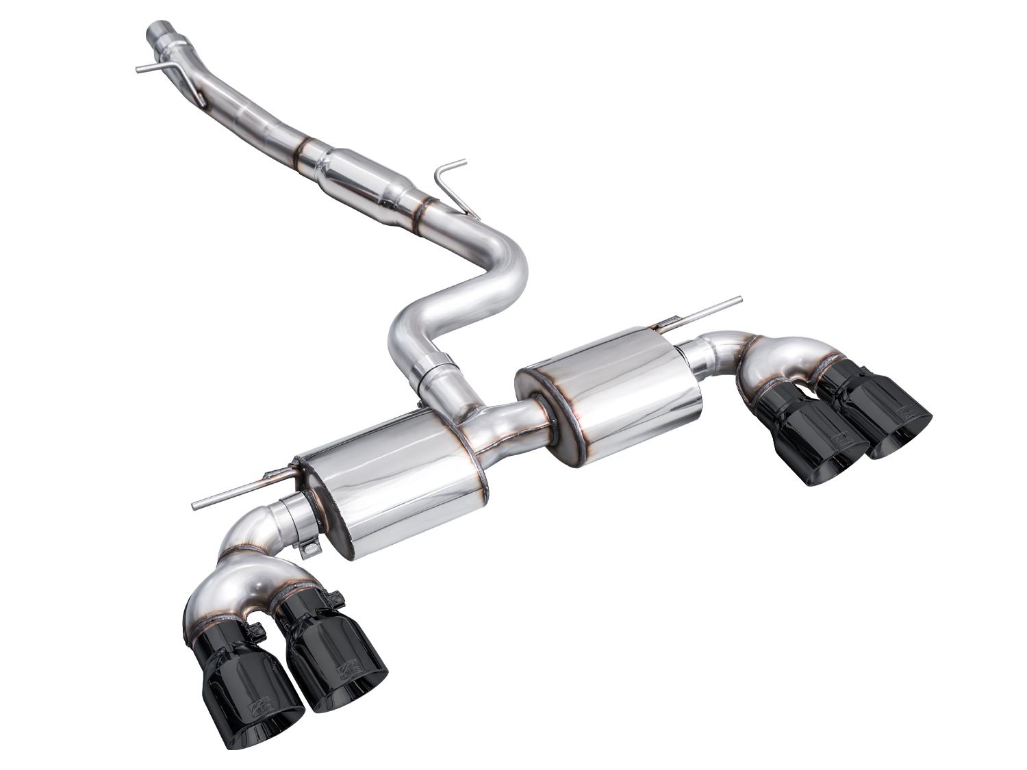 AWE Touring Edition Exhaust for Volkswagen MK8 Golf R - Diamond Black Tips - 3015-43658