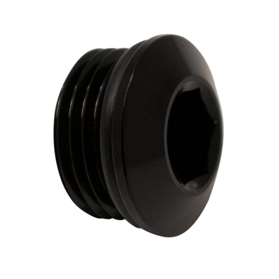 DeatschWerks 8AN ORB Male Plug, Low Profile Internal Allen/Hex (Incl O-Ring) Anodized Matte Black - 6-02-0718-B