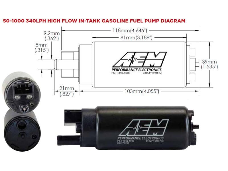 AEM 340lph High Flow In-Tank Fuel Pump (Offset Inlet) - 50-1000