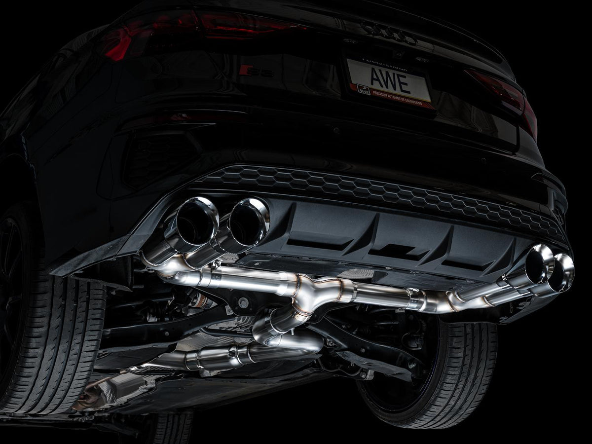 AWE Track Edition Exhaust for Audi 8Y S3 - Chrome Silver Tips - 3020-42897