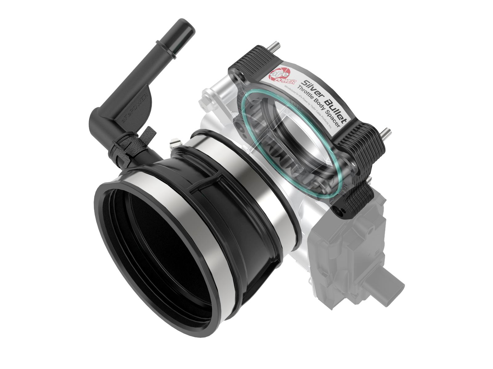 AFE Silver Bullet Throttle Body Spacer Kit Black (Chevrolet Corvette (C8) 2020 V8-6.2L This item will only work with the factory air intake system.) - 46-34017B