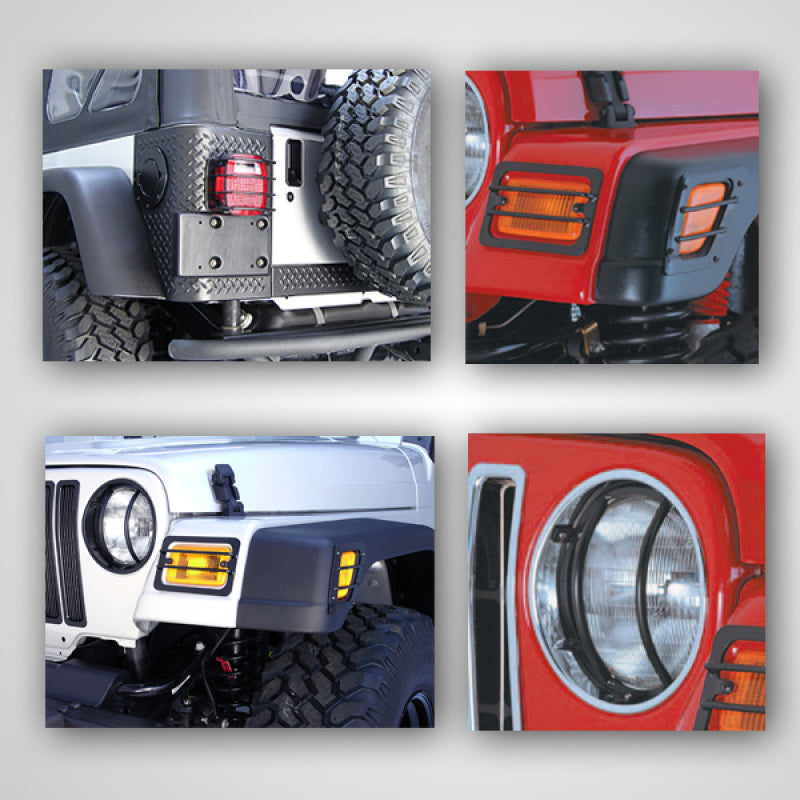 Rugged Ridge Euro Guard Kit Black Stainless Steel 8 Piece; 97-06 Wrangler Tj - 12495.02