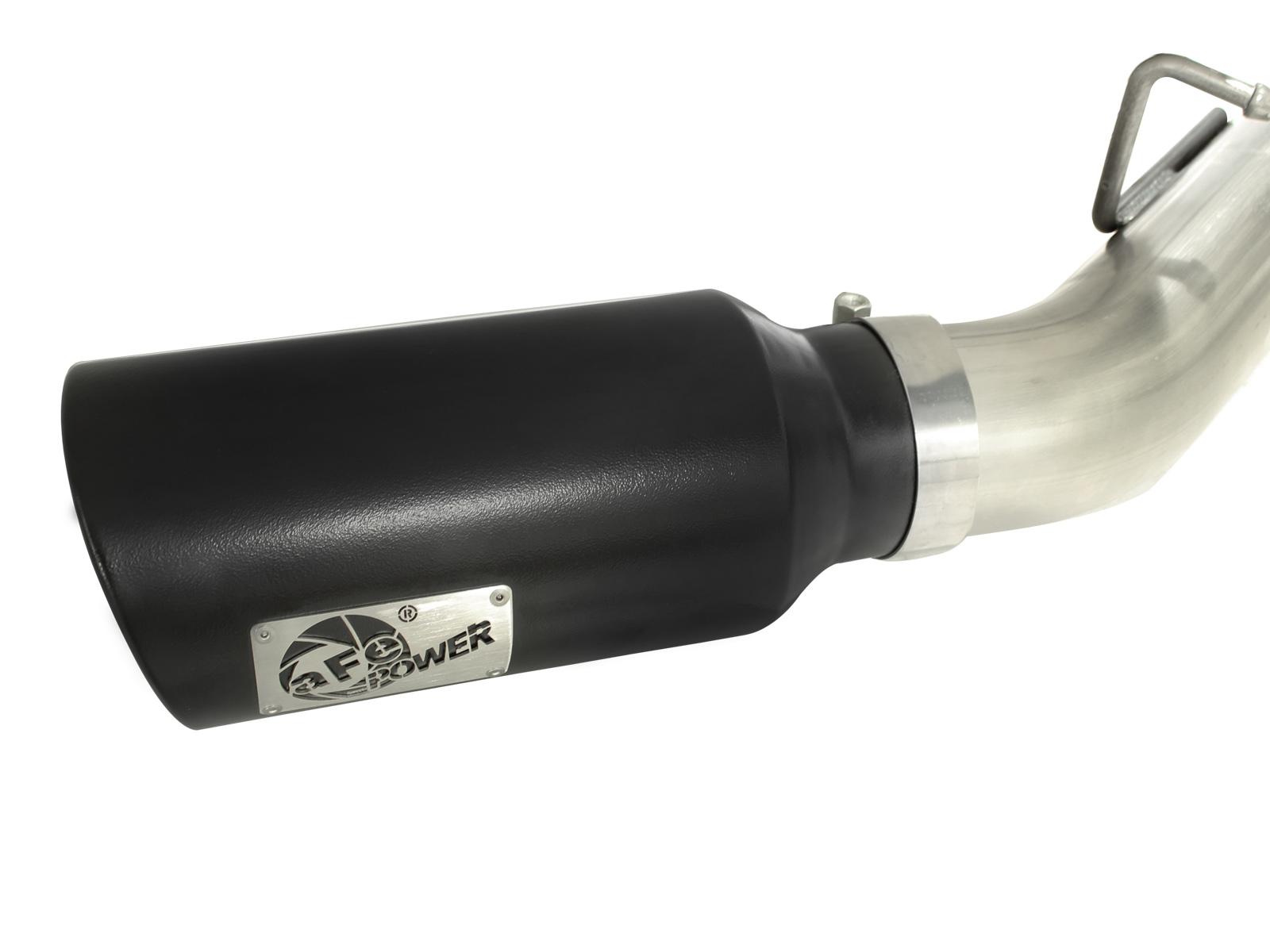 AFE Large Bore-HD 4 IN 409 Stainless Steel DPF-Back Exhaust System w/ Dual Black Tip (2011-2016 Silverado 2500 HD, Silverado 3500 HD, Sierra 2500 HD, Sierra 3500 HD) - 49-44043-B