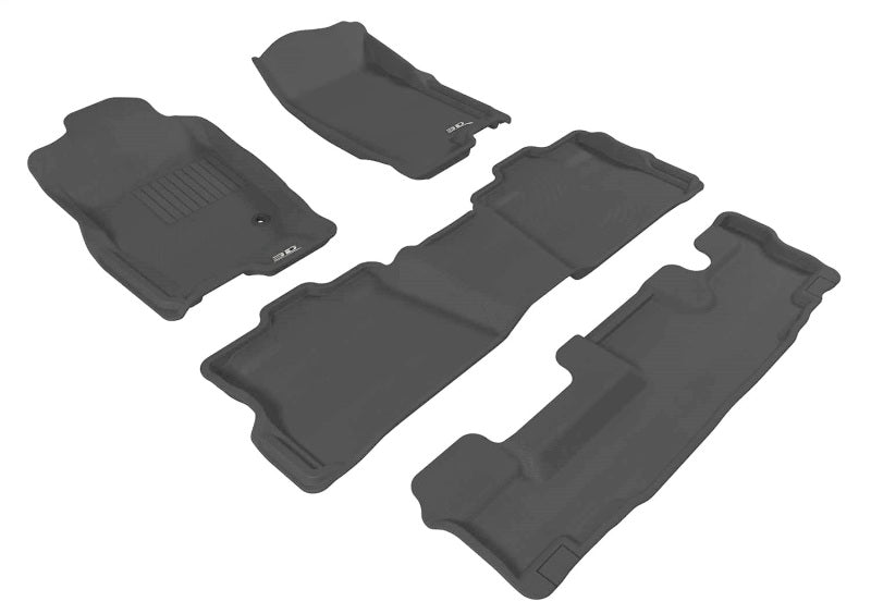 3D MAXpider 2006-2010 Ford Explorer Kagu 1st & 2nd & 3rd Row Floormats - Black