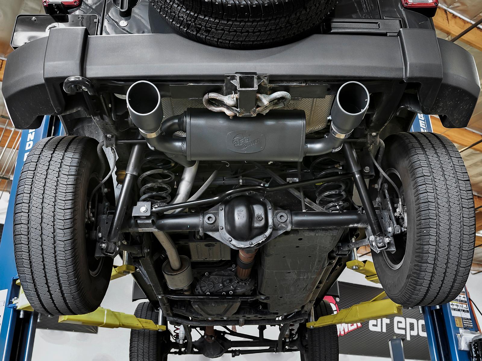 AFE Rebel Series 2-1/2 IN 409 Stainless Steel Axle-Back Exhaust System w/ Black Tips - 49-48061-B