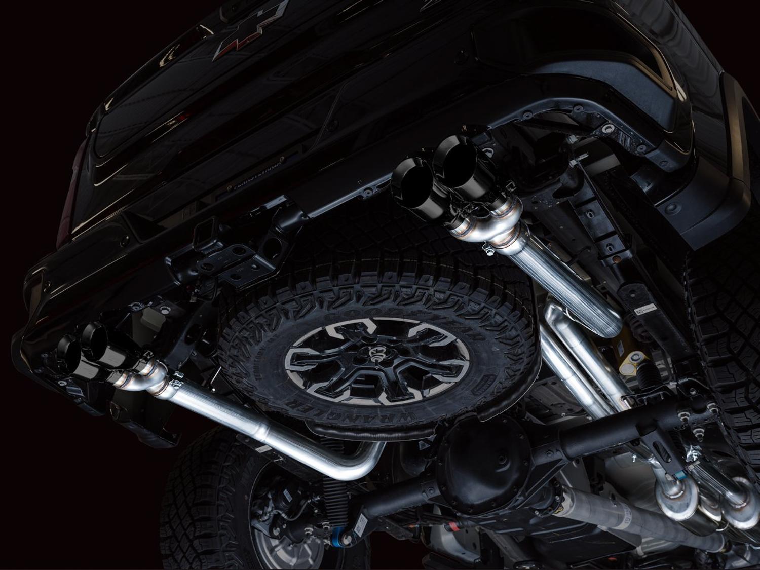 AWE 0FG Catback Exhaust - Quad Diamond Black Tips (2022-2023 GMC Silverado ZR2 / Sierra AT4X) - 3015-43284