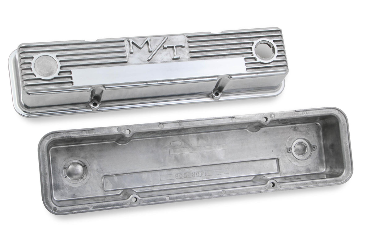 Holley M/T Valve Covers for Chevy small block engines - Polished.  - 241-82