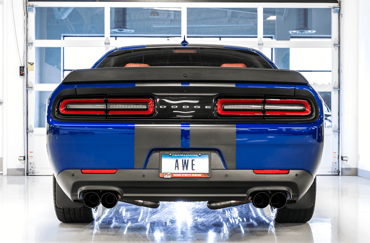 AWE Touring Edition Exhaust - Non-Resonated - Diamond Black Quad Tips (2015-2020 Dodge Challenger 5.7L) - 3020-43084