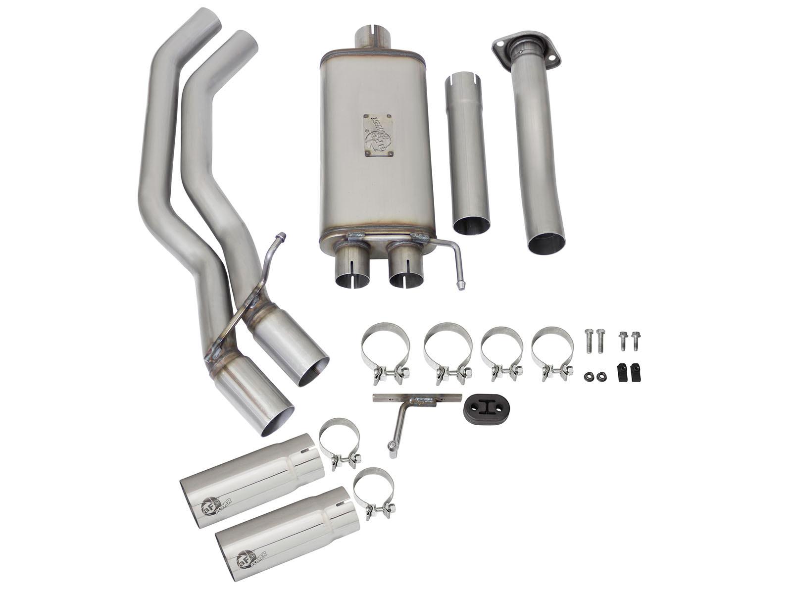 AFE Rebel Series 3 IN to 2-1/2 IN 409 Stainless Steel Cat-Back Exhaust w/ Polish Tip (2015-2020 F-150, F-150, F-150) - 49-43081-P
