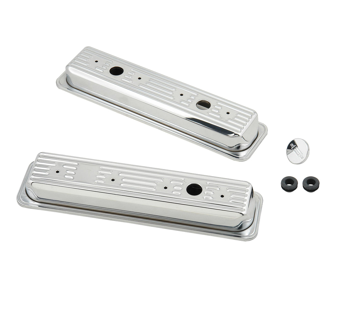 Mr. Gasket Chrome Valve Covers - Finned.  - 9415