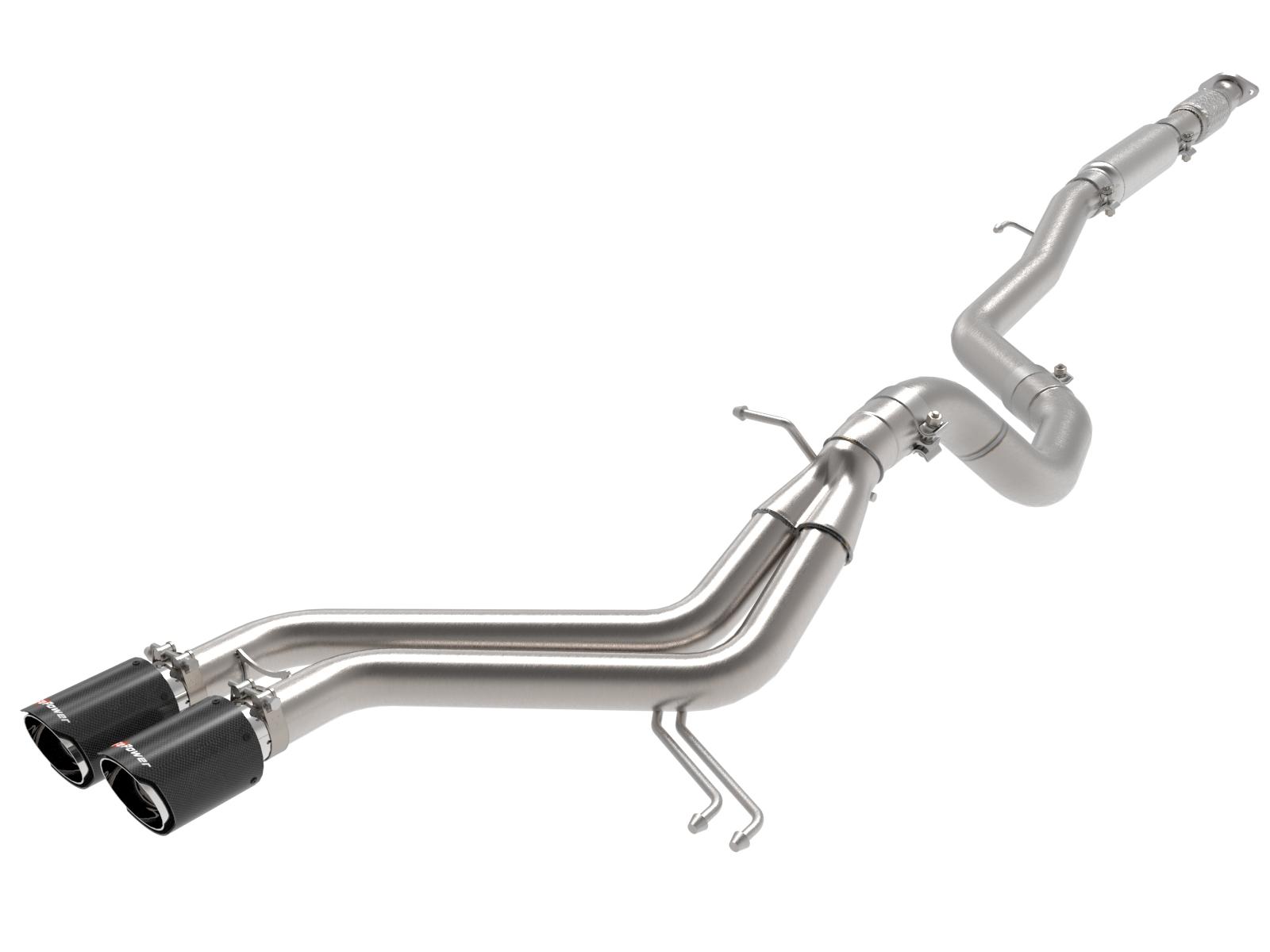 AFE Takeda Cat-Back Exhaust System w/ Dual Rear-Exit Carbon Fiber Tip (2013-2017 Veloster) - 49-37018-C