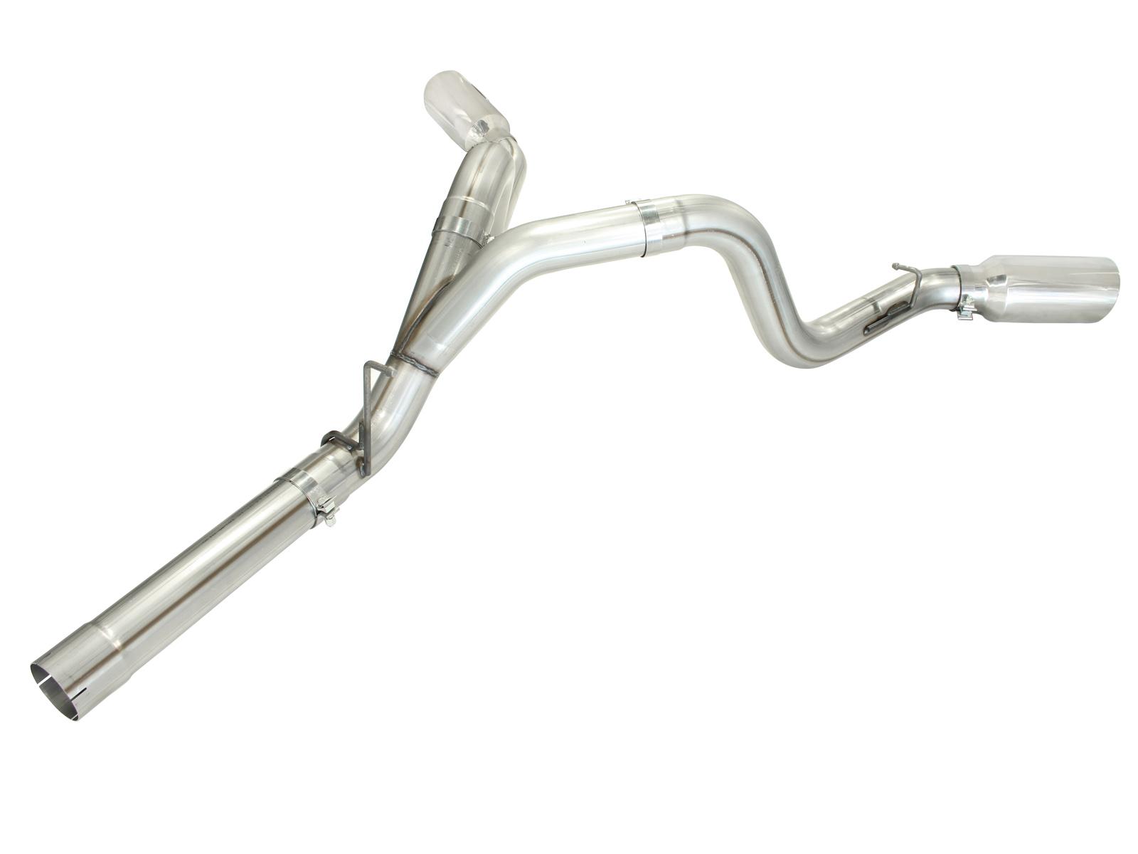 AFE Large Bore-HD 4 IN 409 Stainless Steel DPF-Back Exhaust System w/Polished Tip (2011-2016 Silverado 2500 HD, Silverado 3500 HD, Sierra 2500 HD, Sierra 3500 HD) - 49-44043-P