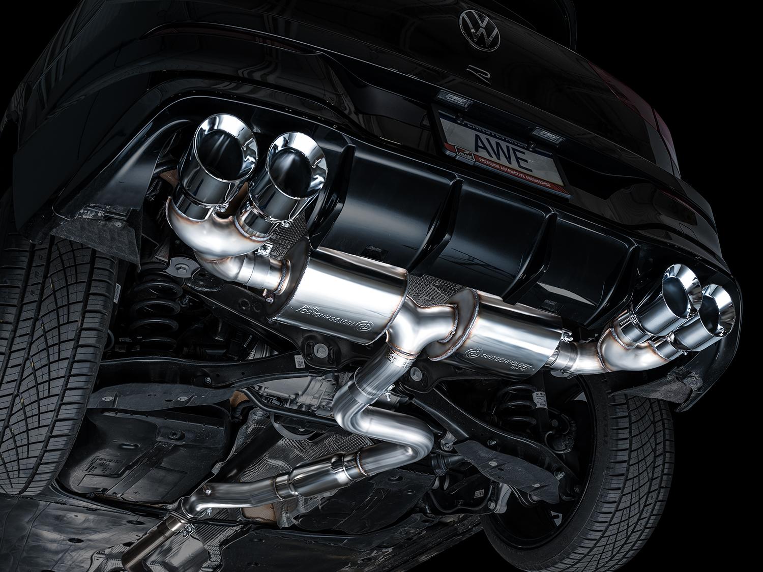 AWE Touring Edition Exhaust for Volkswagen MK8 Golf R - Chrome Silver Tips - 3015-42658