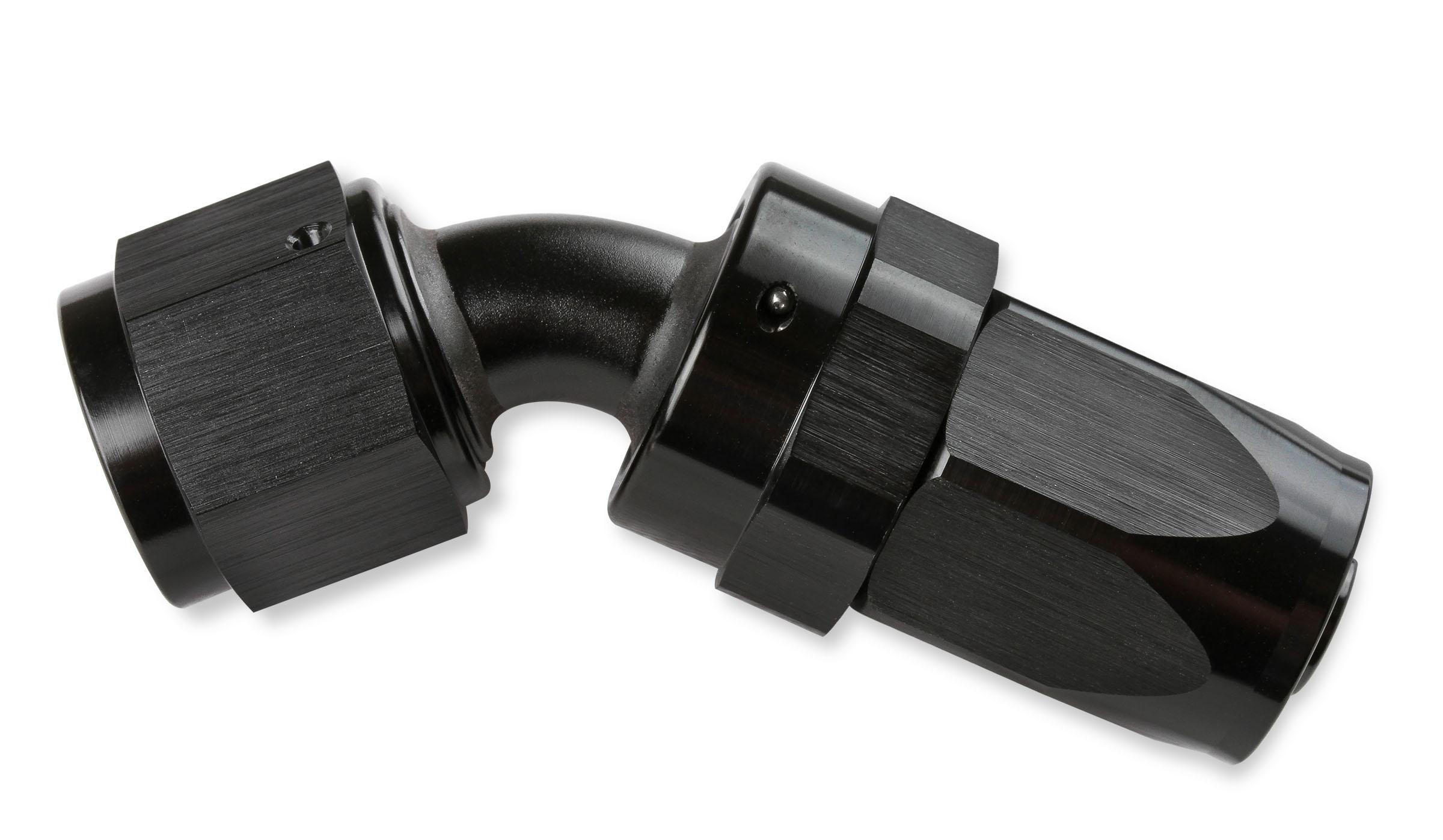 Mr. Gasket -6 AN 45 Degree Swivel Hose End - Black.  - 224506-BL