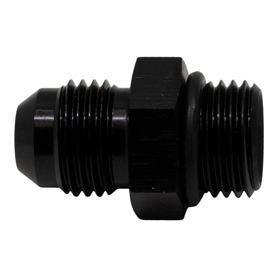 DeatschWerks 6AN ORB Male to 6AN Male Flare Adapter (Incl O-Ring), Anodized Matte Black - 6-02-0404-B
