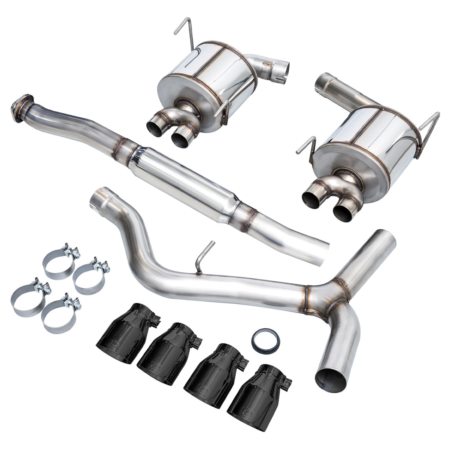 AWE Tuning Subaru STI VA / WRX GV / STI GV Sedan Touring Edition Exhaust - Diamond Black Tip (102mm) - 3015-43108