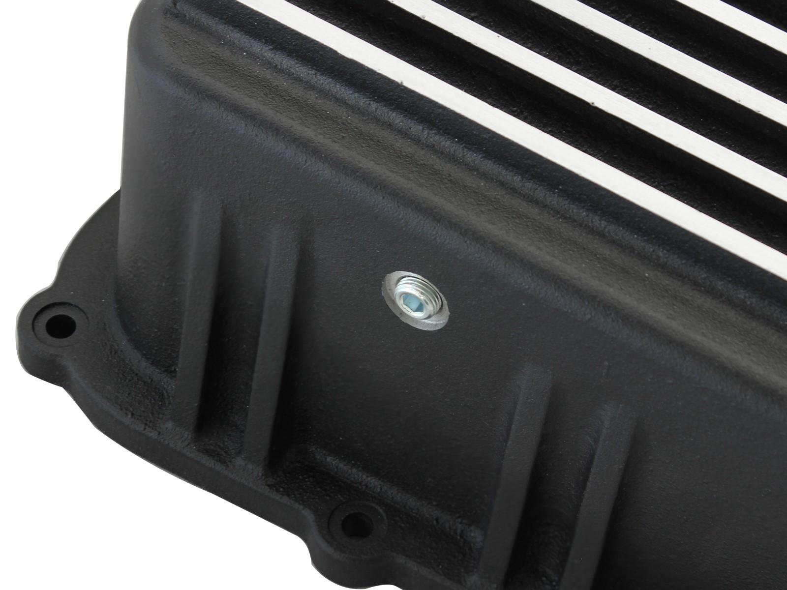 aFe POWER Transmission Pan Black w/ Machined Fins (2011-2021 F-250 Super Duty, F-250 Super Duty, F-350 Super Duty, F-350 Super Duty) - 46-70182