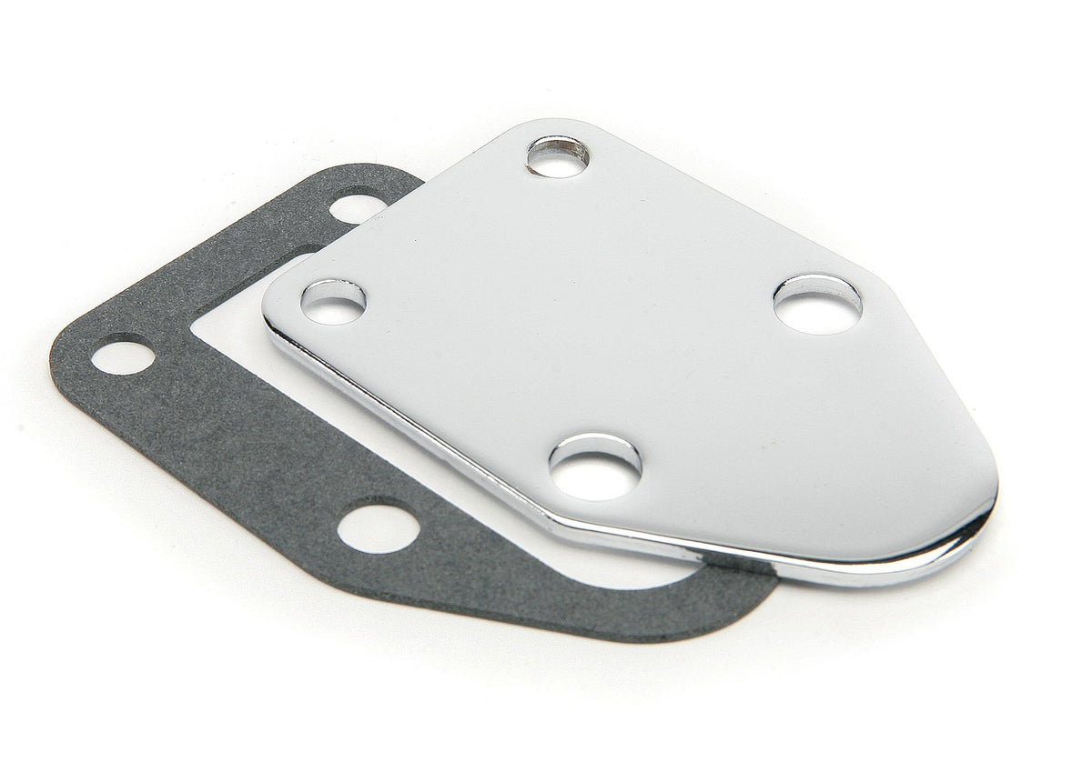 Mr. Gasket Fuel Pump Block Off Plate -Chrome.  - 1515