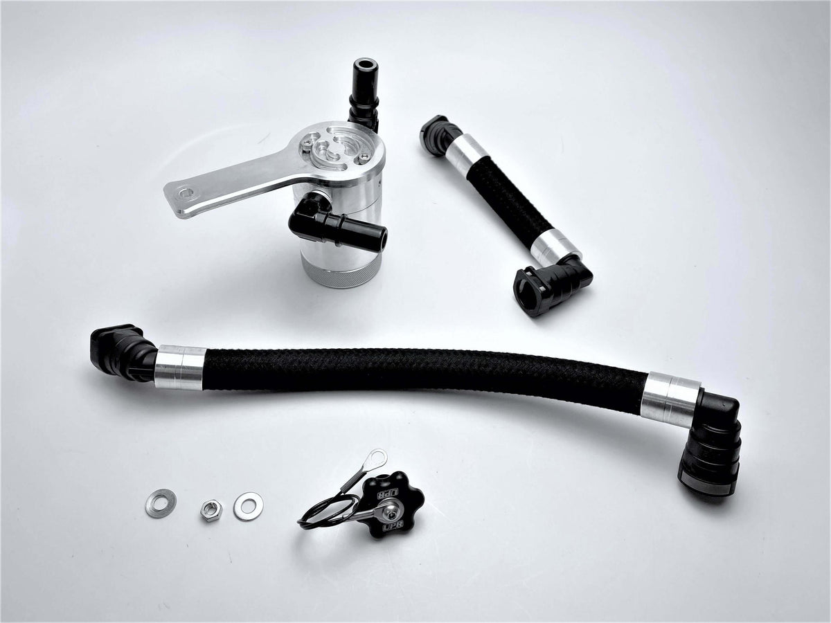 UPR Plug N Play Oil Clean Side Catch Can - Satin Silver (2024-2026 Mustang GT w/ Whipple Supercharger) - 5049-295-CSCC