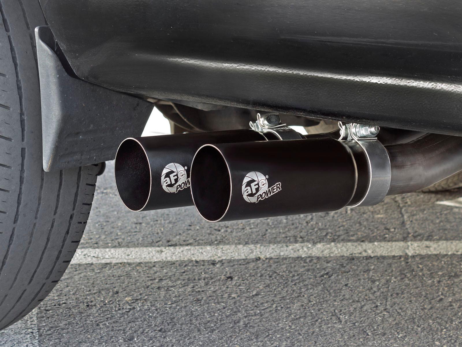 AFE Rebel Series 3 IN to 2-1/2 IN 409 Stainless Steel Cat-Back Exhaust w/Black Tip - 49-44070-B