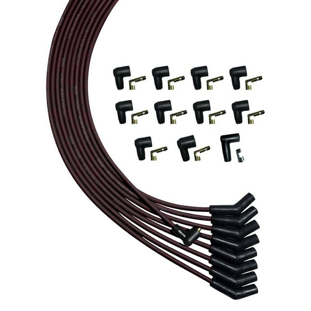 Moroso Wire Set Moroso Ultra Universal V8 Unsleeved N-Hei, 135 Deg Plug Boots, Black - 51010