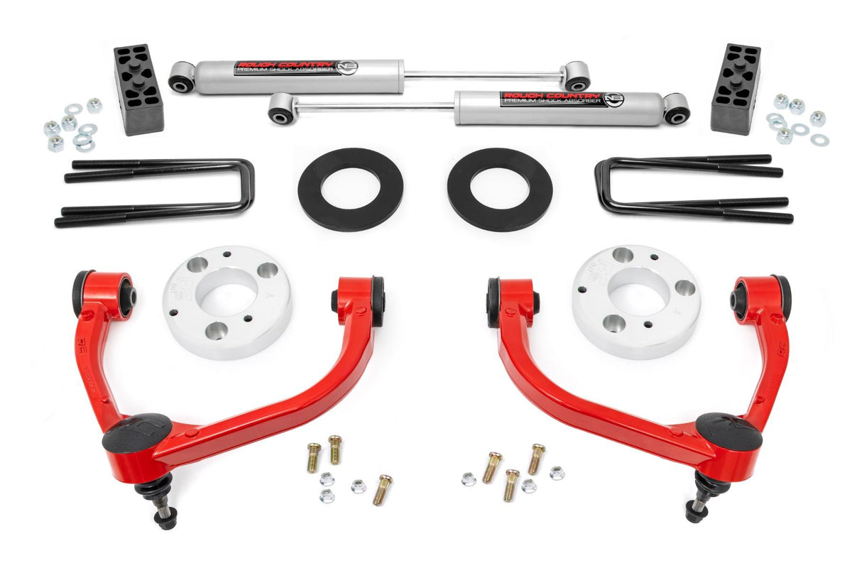 Rough Country 3 Inch Lift Kit Red Ford F-150 4WD (2014-2020) - 51014RED