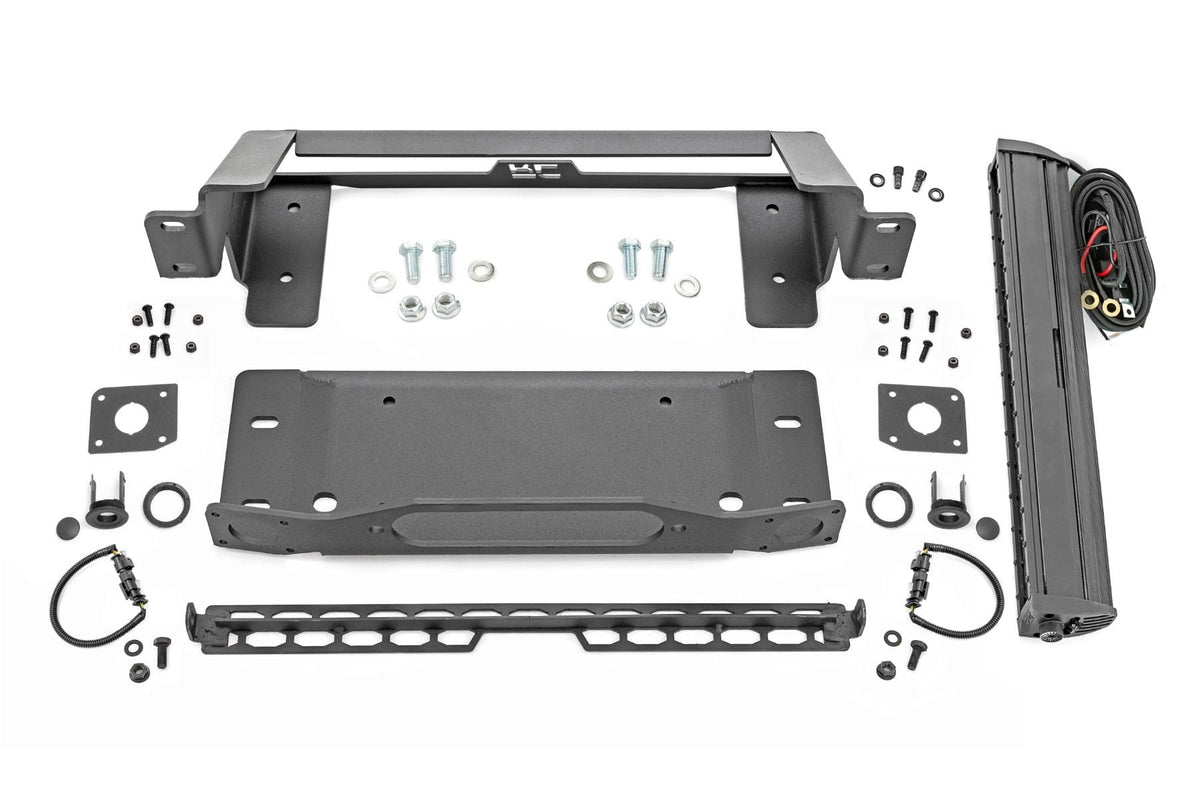 Rough Country Winch Mount with Black Series Light Bar (2021-2025 Ford Bronco with OE Modular Bumper) - 51067