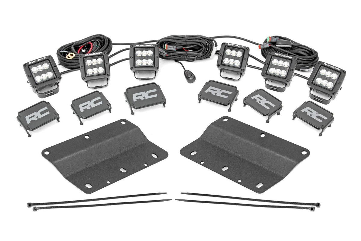 Rough Country Triple LED Fog Light Kit - Black Series w/ Spot Beam (2021-2025 Bronco) - 51085