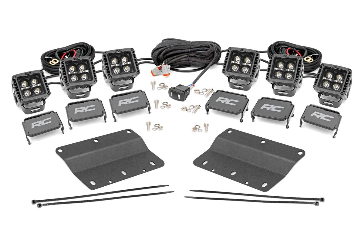 Rough Country Triple LED Fog Light Kit - Black Series w/ White DRL (2021-2025 Bronco) - 51087