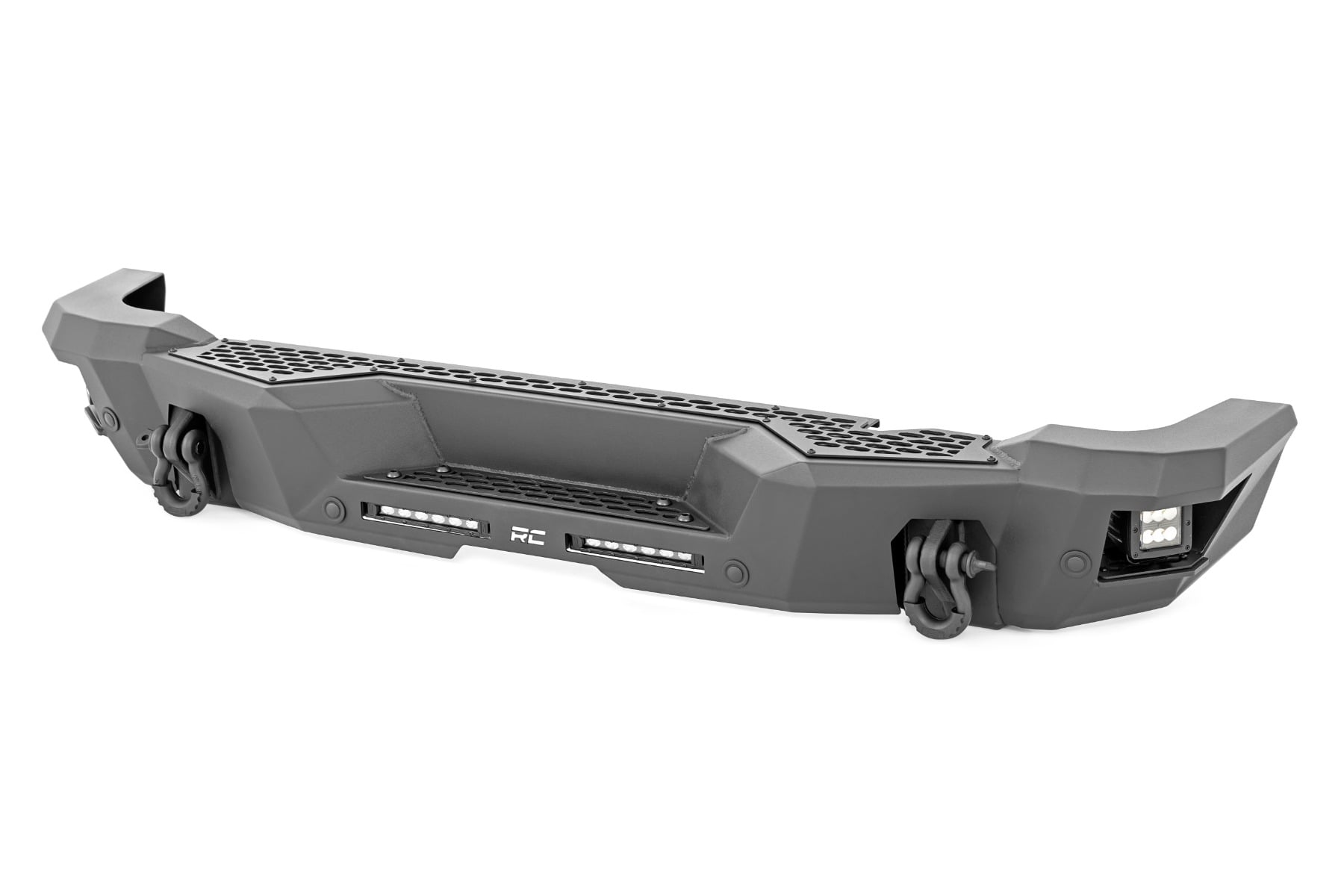 Rough Country Rear Bumper with 6" Slim Line LED Lights and Black Series Flood Cubes (2021-2025 Ford Bronco) - 51093
